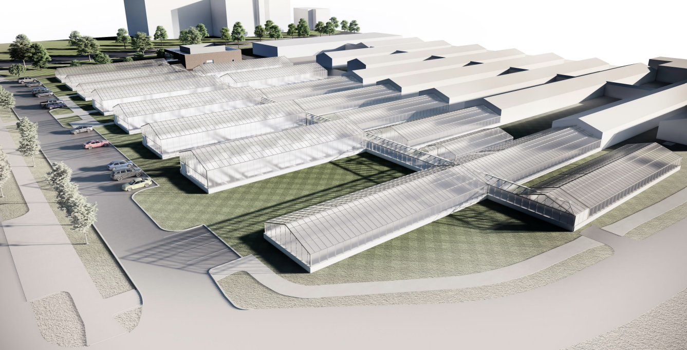 Rendering of the renovated greenhouse facilities.